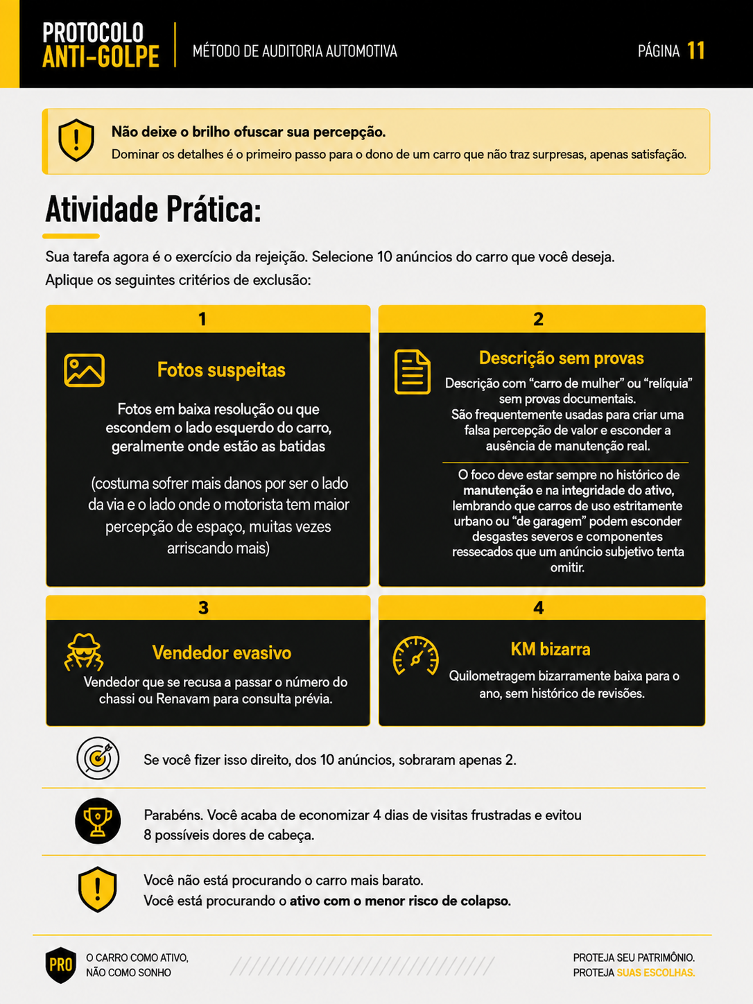 Página 11 real do Protocolo Anti-Golpe - critérios para filtrar anúncios antes da visita