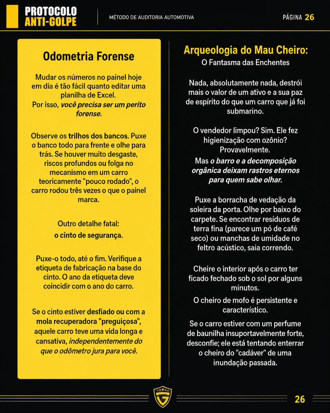 Página 26 real do Protocolo Anti-Golpe - odometria forense e sinais ocultos de uso