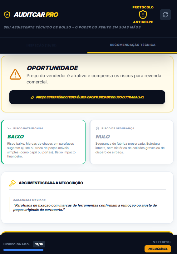 Interface do AuditCar PRO - tela 3